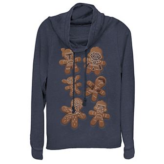 Juniors' Star Wars Christmas Gingerbread Wars Cowlneck Graphic Lightweight Long Sleeve