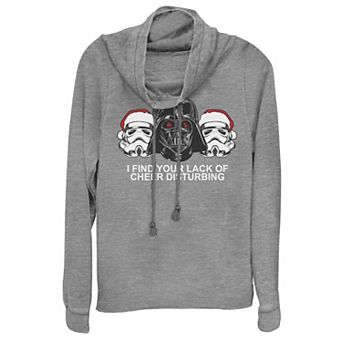 Juniors' Star Wars Darth Vader "I Find Your Lack Of Cheer Disturbing" Holiday Cowlneck Graphic Lightweight Long Sleeve