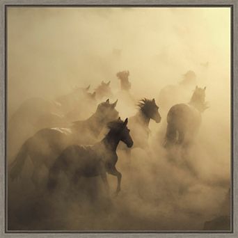 Amanti Art Migration of Horses Framed Canvas Print