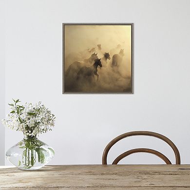 Amanti Art Migration of Horses Framed Canvas Print