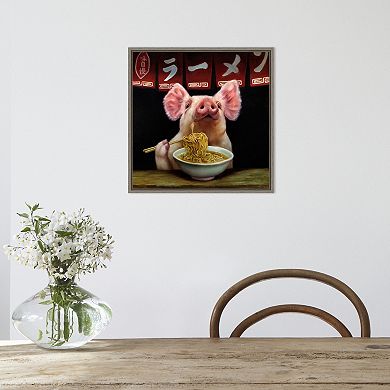 Amanti Art Oodles of Noodles (Pig) Framed Canvas Print