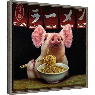 Amanti Art Oodles of Noodles (Pig) Framed Canvas Print
