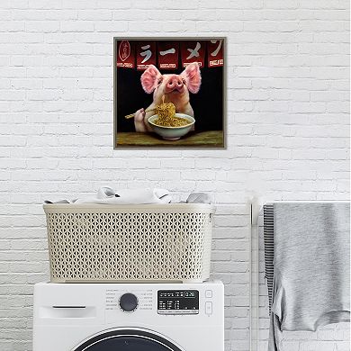 Amanti Art Oodles of Noodles (Pig) Framed Canvas Print