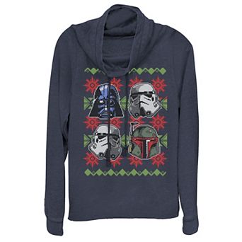 Juniors' Star Wars Empire Helmets Christmas Cowlneck Graphic Lightweight Long Sleeve