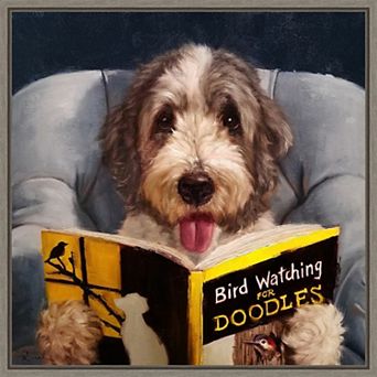 Amanti Art Ornithology For Doodles Dog Framed Canvas Print