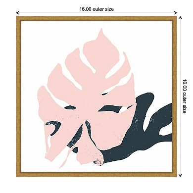 Amanti Art Pink Protector (Monstera leaf) Framed Canvas Print