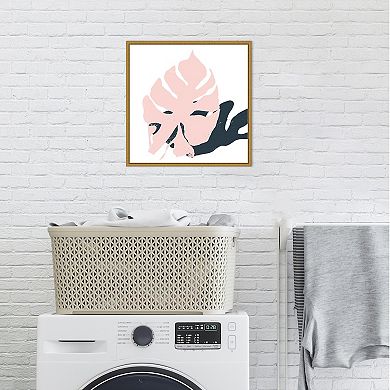 Amanti Art Pink Protector (Monstera leaf) Framed Canvas Print