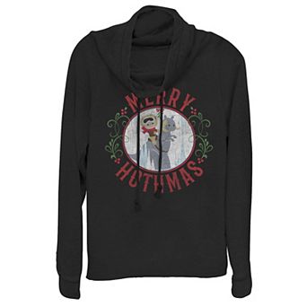 Juniors' Star Wars Merry Hothmas Cute Cartoon Cowlneck Graphic Lightweight Long Sleeve