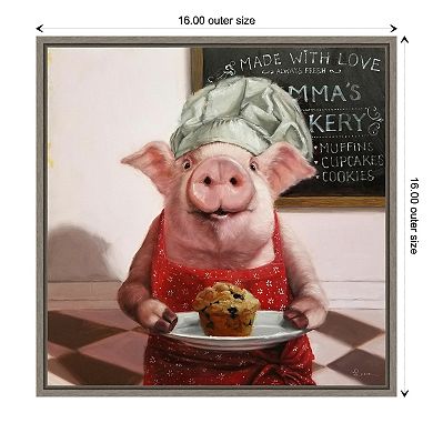 Amanti Art Pinkies Bakery (Pig) Framed Canvas Print