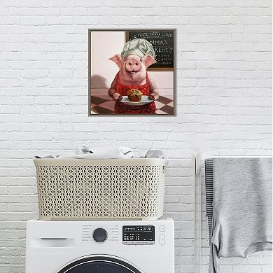 Amanti Art Pinkies Bakery (Pig) Framed Canvas Print
