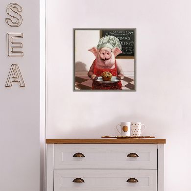 Amanti Art Pinkies Bakery (Pig) Framed Canvas Print