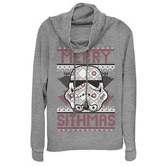 Juniors' Star Wars Stormtrooper Christmas Cowlneck Graphic Lightweight Long Sleeve