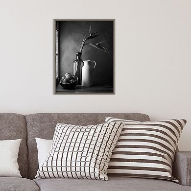 Amanti Art Plums and Jars Still LIfe Framed Canvas Print