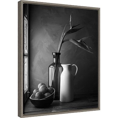 Amanti Art Plums and Jars Still LIfe Framed Canvas Print