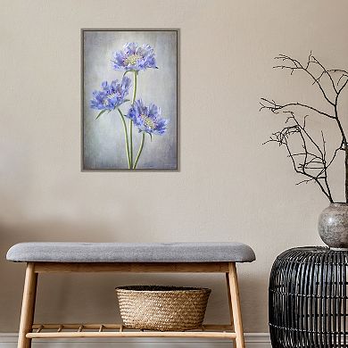 Amanti Art Scabiosa Purple Flower Framed Canvas Print