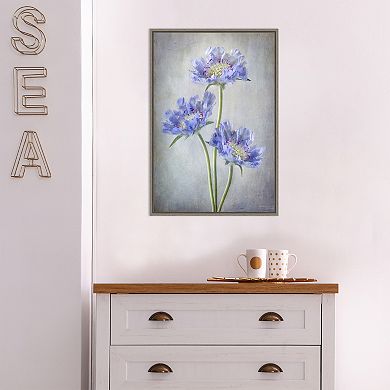 Amanti Art Scabiosa Purple Flower Framed Canvas Print