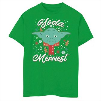 Boys 8-20 Star Wars Christmas "Yoda Merriest" Portrait Tee
