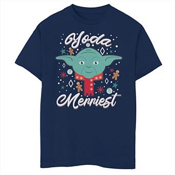 Boys 8-20 Star Wars Christmas "Yoda Merriest" Portrait Tee
