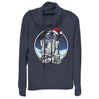 Juniors' Star Wars Holiday R2-D2 Cowlneck Graphic Lightweight Long Sleeve