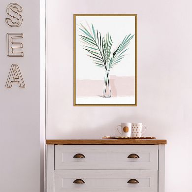 Amanti Art Sunday Bliss (Palm frond) Framed Canvas Print