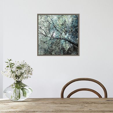 Amanti Art The Silence Of The Snow (Bird in Tree) Framed Canvas Print