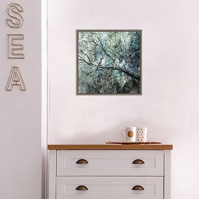 Amanti Art The Silence Of The Snow (Bird in Tree) Framed Canvas Print