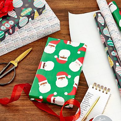 Hallmark Inclusive Santas, Global Ornaments & Merry Christmas Gift Wrap 3-Pack