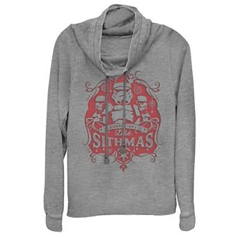 Juniors' Star Wars Trooper Santa Group Like Sithmas Christmas Cowlneck Graphic Lightweight Long Sleeve