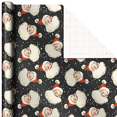 Hallmark 3-Pack Retro Santa, Black & White Plaid, Train & Trees Christmas Wrapping Paper
