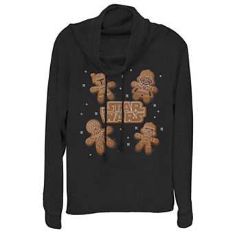 Juniors' Star Wars Gingerbread Crew Cowlneck Graphic Lightweight Long Sleeve
