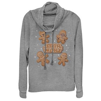 Juniors' Star Wars Gingerbread Crew Cowlneck Graphic Lightweight Long Sleeve