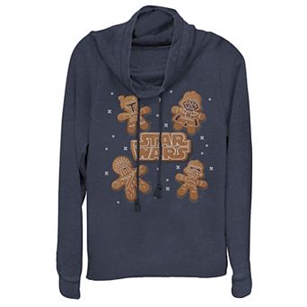 Juniors' Star Wars Gingerbread Crew Cowlneck Graphic Lightweight Long Sleeve