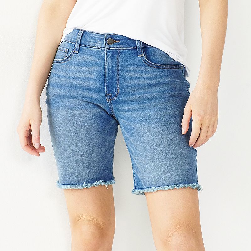 Womens Nine West Slimming Pocket High-Waisted Bermuda Shorts, Size: 10, Bl