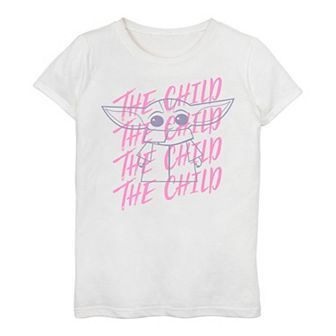 Girls 3-16 Star Wars The Mandalorian The Child AKA Baby Text Overlay Tee