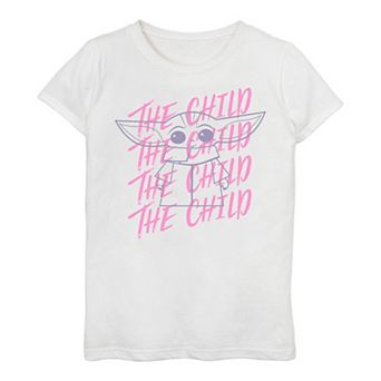 Girls 3-16 Star Wars The Mandalorian The Child AKA Baby Text Overlay Tee