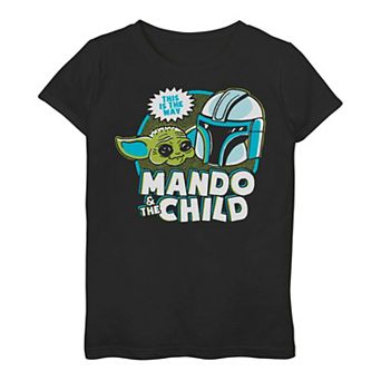 Girls 3-16 Star Wars The Mandalorian & The Child AKA Baby Yoda "Mando & The Child" Retro Cartoon Tee