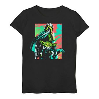 Girls 3-16 Star Wars The Mandalorian & The Child AKA Baby Yoda Neon Tee