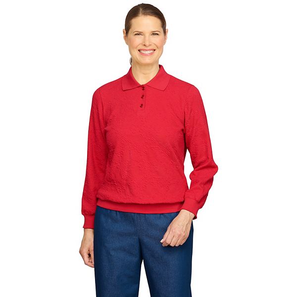 Petite Alfred Dunner Long Sleeve Jacquard Top