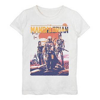 Girls 3-16 Star Wars The Mandalorian Group Shot Sunset Tee