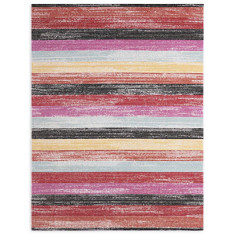 Nicole Miller New York Patio Sofia Estelle Indoor Outdoor Area Rug, Brown Over, 7X10 Ft