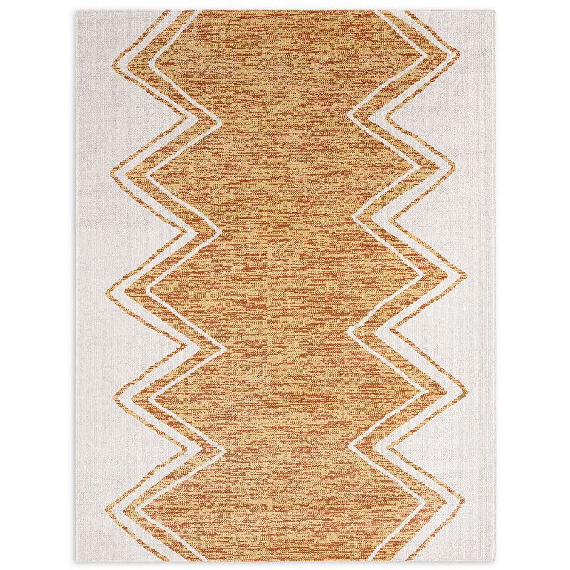 Nicole Miller New York Patio Sofia Leon Indoor Outdoor Area Rug, Brown Over, 5.5X7.5 Ft