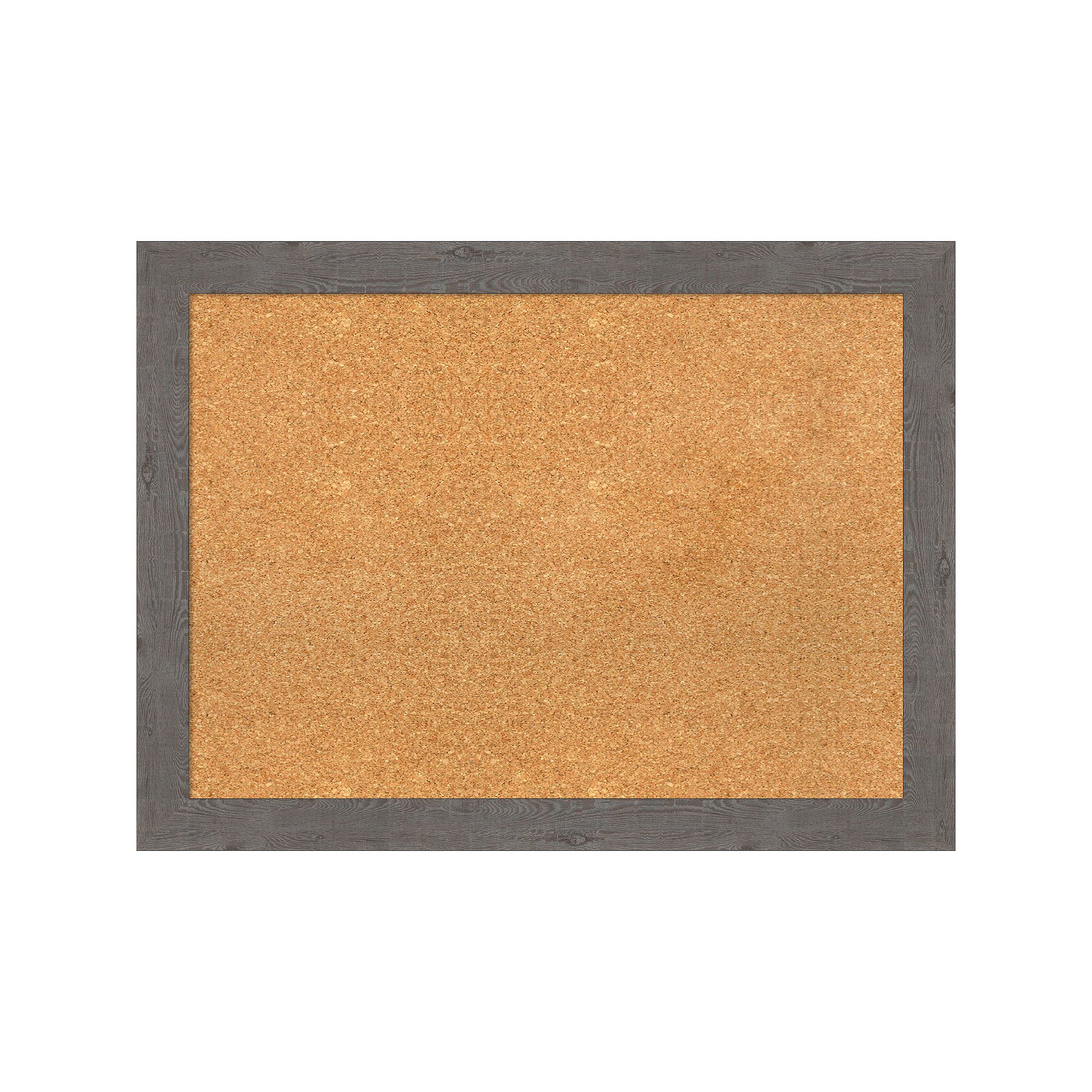 Amanti Art Rustic Plank Gray Narrow Framed Cork Board Wall Decor, Silver