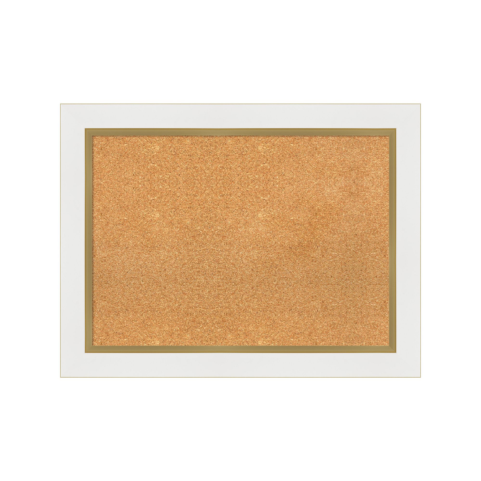 Amanti Art Eva Gold Finish White Framed Cork Board Wall Decor, Silver