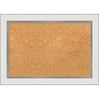 Amanti Art Eva White Silver Finish Narrow Framed Cork Board Wall Decor