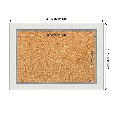 Amanti Art Eva White Silver Finish Narrow Framed Cork Board Wall Decor