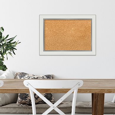 Amanti Art Eva White Silver Finish Narrow Framed Cork Board Wall Decor