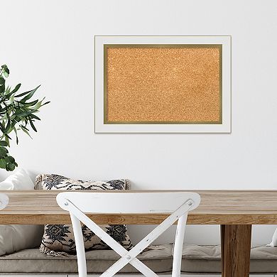 Amanti Art Eva White Gold Finish Narrow Framed Cork Board Wall Decor