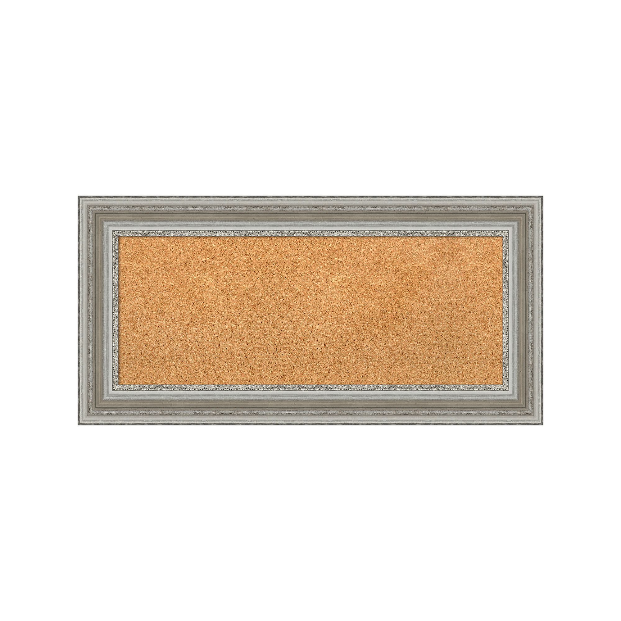 Amanti Art Parlor Silver Finish Framed Cork Board Wall Decor, Black