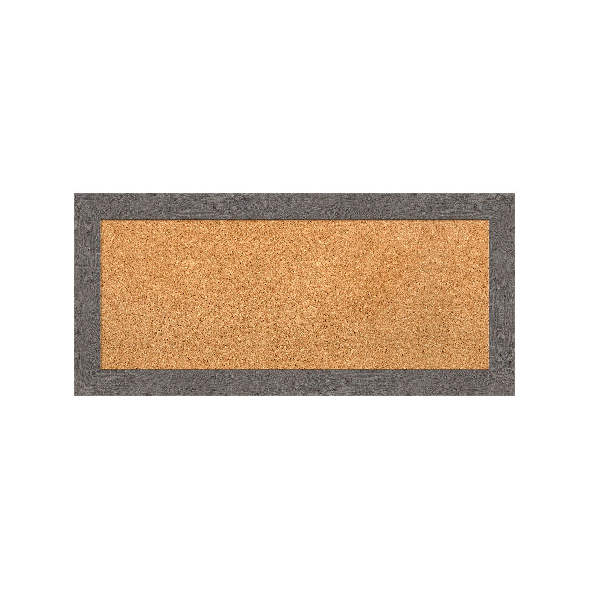 Amanti Art Rustic Plank Gray Narrow Framed Cork Board Wall Decor, Black