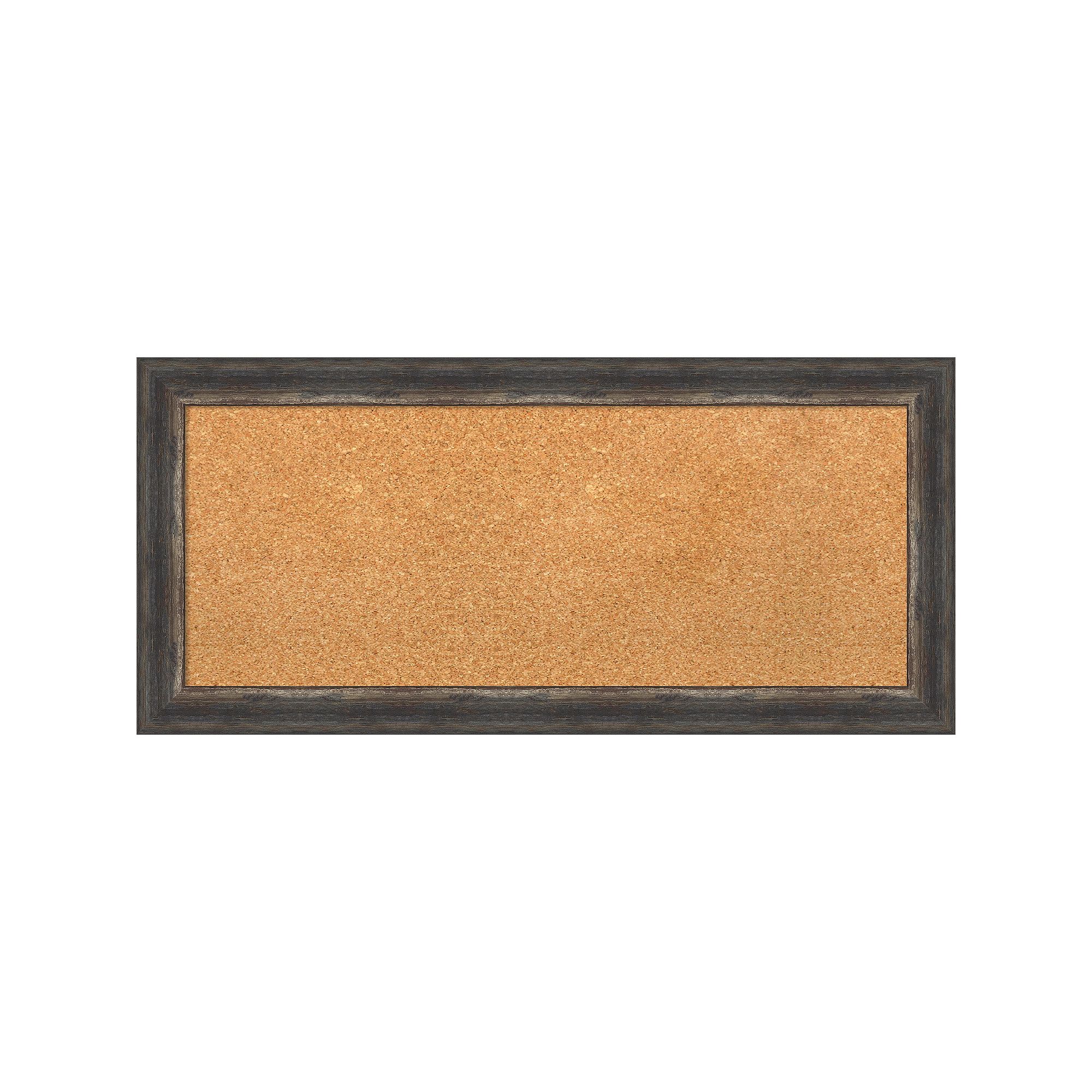 Amanti Art Bark Rustic Char Narrow Framed Cork Board Wall Decor, Black